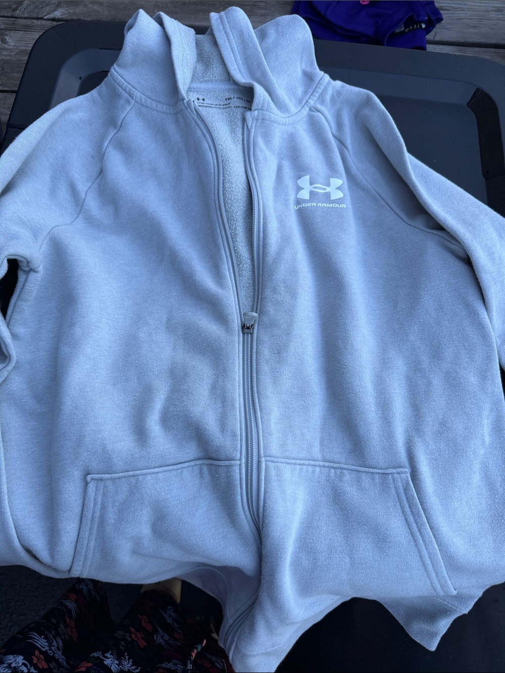 Under Armour Light Gray Kids' Fleece Full-Zip Hoodie